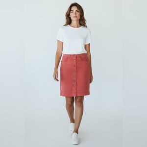 J. Jill Stretch Button Front Skirt Salmon Size 2
